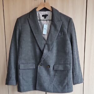 Ann Taylor Charcoal Double-Breasted Blazer